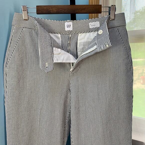 GAP Seersucker Stripe Slim Ankle Pants Size 8 - Picture 4 of 7